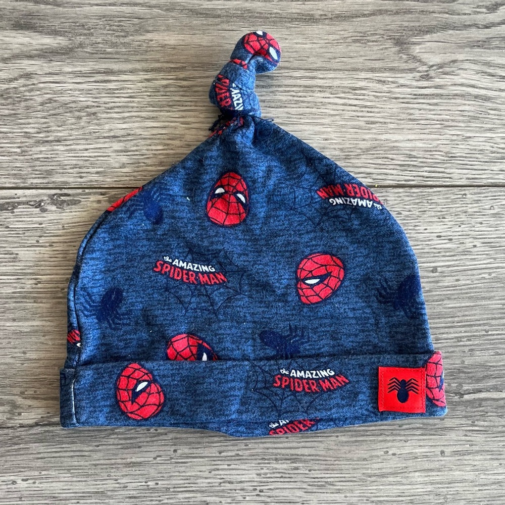 Marvel The Amazing Spiderman Baby Boy Knotted Hat Blue Red Spider Spider-Man